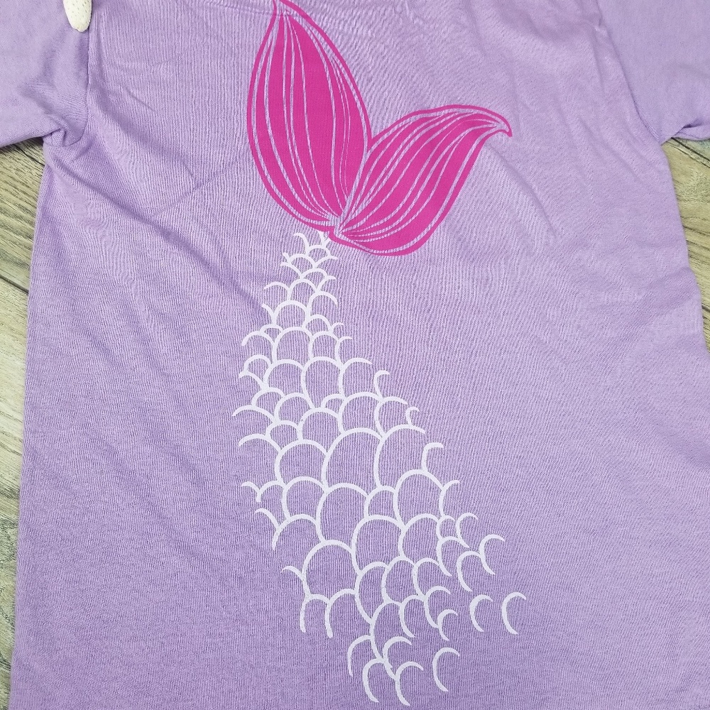 Mermaid at Heart Girl's Purple t shirt youth Small - Picture 4 of 5